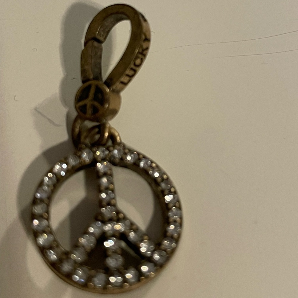 Vintage Lucky Brand Peace Sign Clip On Charm for Bracelet Handbag Costal Cowgirl